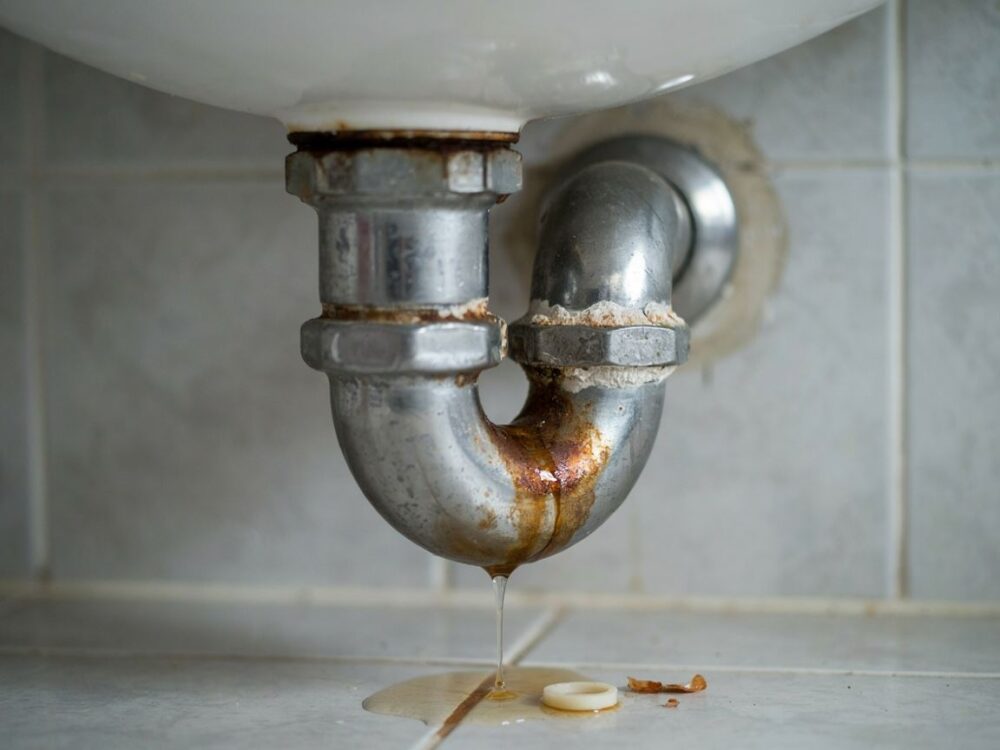 popękana rura kanalizacyjna pod WC