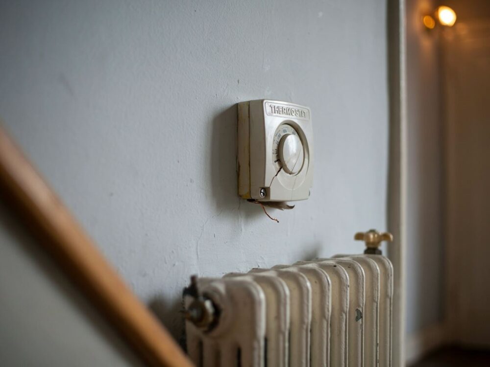 uszkodzony termostat na ścianie